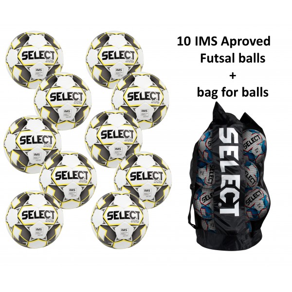 10 Football SELECT Futsal Master (IMS Approved) + Bag for footballs